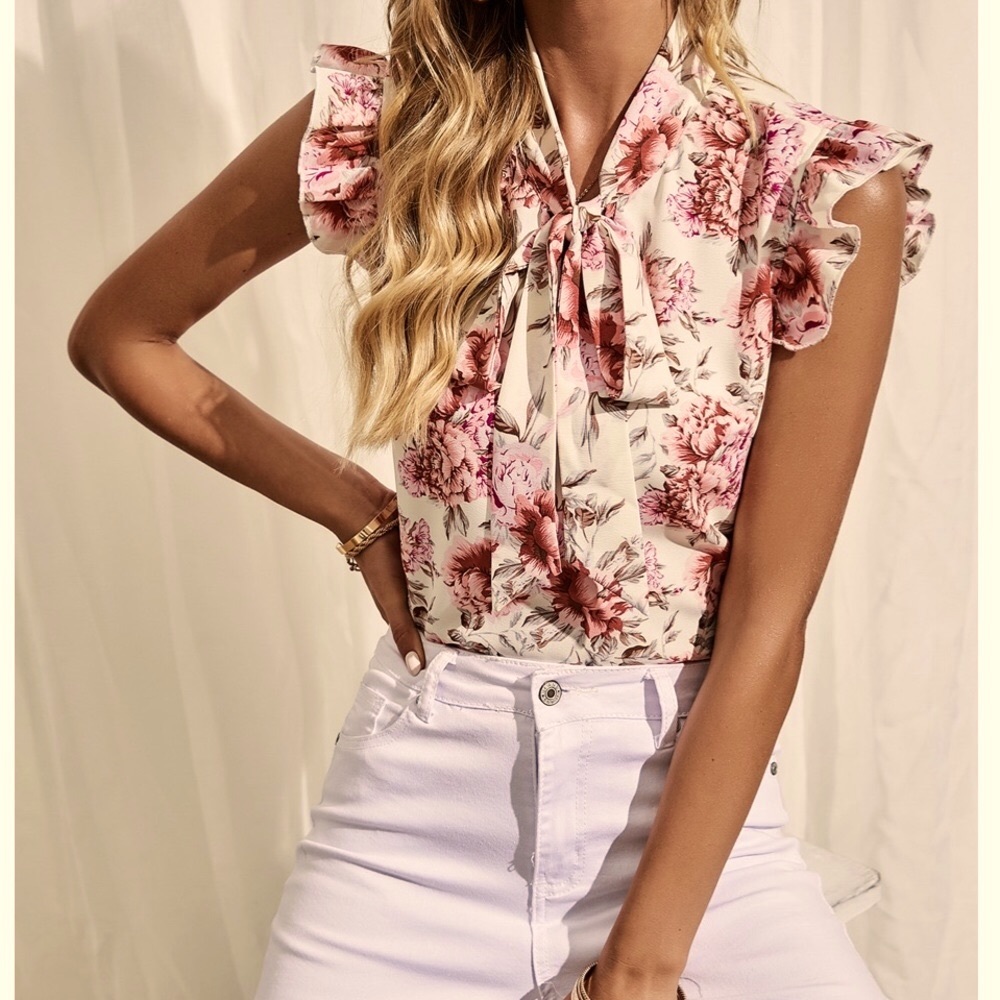 Boho Vintage Rose Inspired Sleeveless Pink Redwood Top